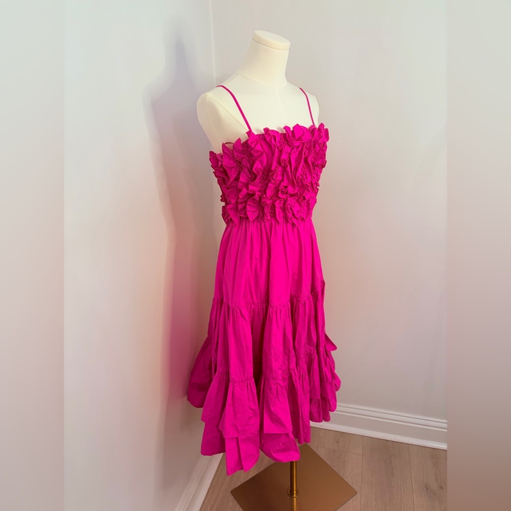 MSGM Fuchsia Ruffled Tiered Midi Dress Size 38 (XS) - Picture 3 of 12